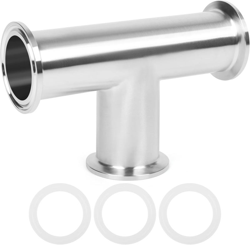 JMCOLMT 1.5" Tri Clamp Tee 3 Way Sanitary Fitting Equal Tee Tube 38mm Pipe OD Stainless Steel 304 Sanitary Polished - Image 1